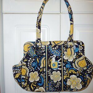 Vera Bradley Sweetheart Shoulder Bag Quilted Purse Navy, Yellow, White